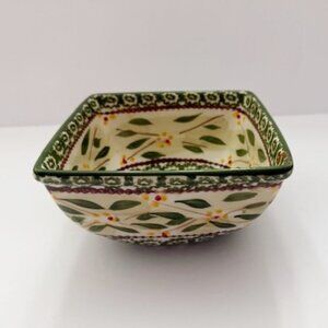 Temp-Tations by Tara Old World Green 6" Square Bowl w/ Lid Bakeware 1.0 Qt.